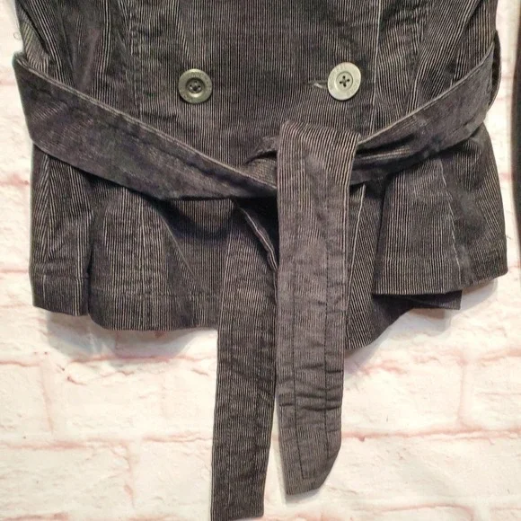 Michael‎ Michael Kors Jacket Womens Large Gray Belted Double Breasted Corduroy - Picture 6 of 12